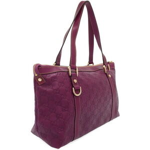 Gucci Abbey ssima handbag Zip leather Tote Purple embossed